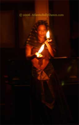 Fire belly dance with candles